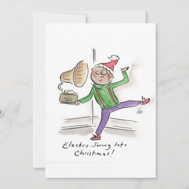 Electro Swing in Weihnachten Einladung (Vorderseite)