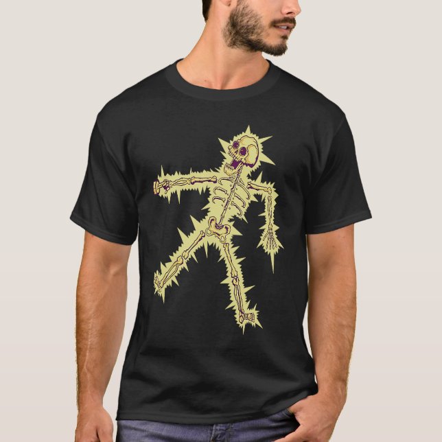 Electrocuted Skeleton Halloween T-Shirt (Vorderseite)