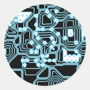 ElecTRON - Blau / Schwarz Runder Aufkleber