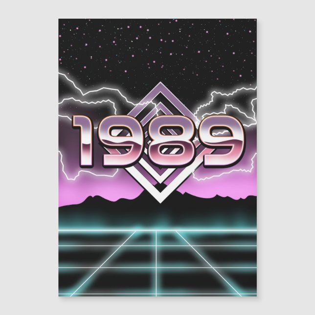 Electronic 1989 Foto Print Classic Round Aufkleber Magneteinladung (Vorderseite)