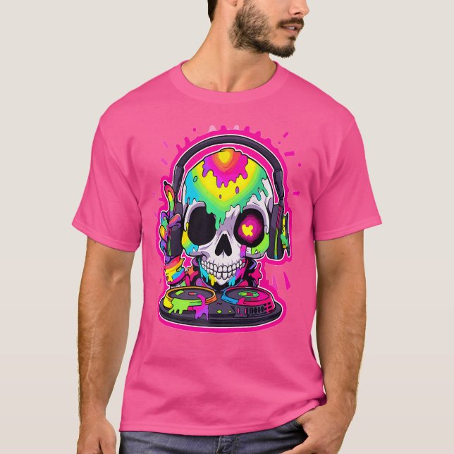 Electronic Music Dj Skull Edm Rave T-Shirt (Vorderseite)