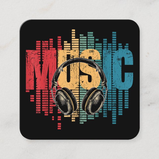 Electronic Music Lover DJ Vintag Headphones Quadratische Visitenkarte (Vorderseite)