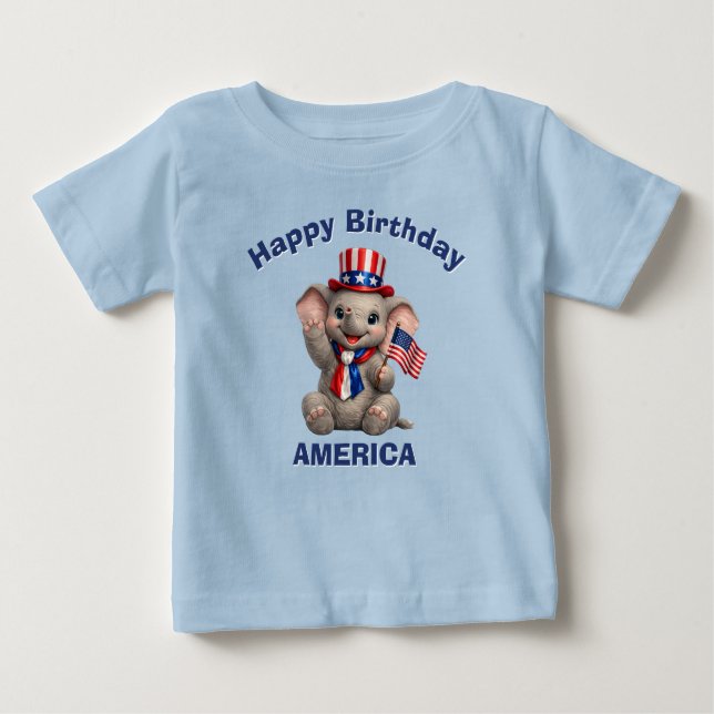 Elefant (5d) Patriotisches Kinder T-Shirt (Vorderseite)