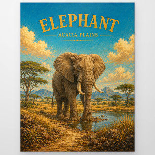 Elefant Acacia-Ebenen Wasserfarbe GeoSaga Postkarte