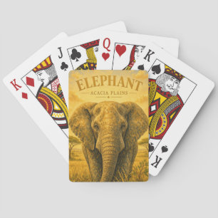 Elefant Acacia-Ebenen Wildleben Spielkarten