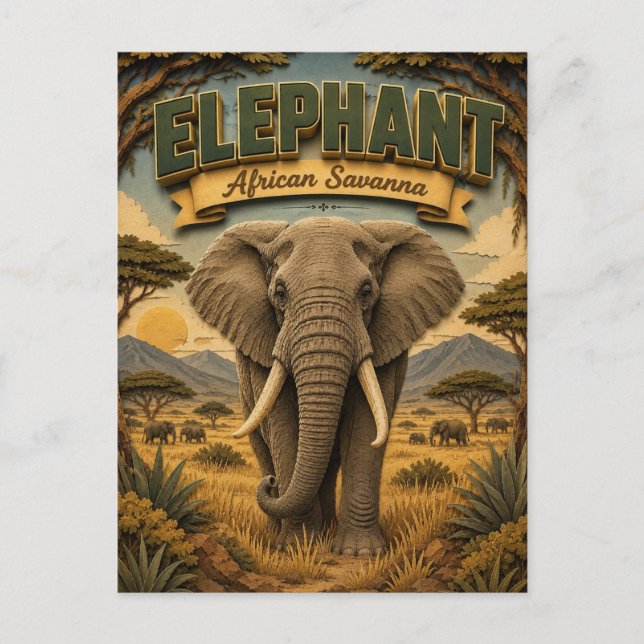 Elefant afrikanische Savanne POPCUT Postkarte (Vorderseite)