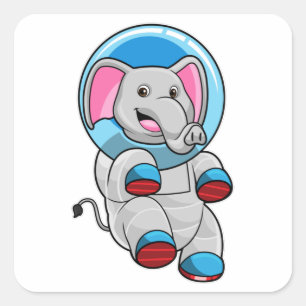 Elefant als Astronaut in der Glashsphäre Quadratischer Aufkleber