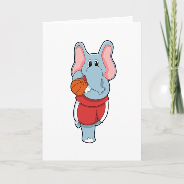 Elefant als Basketballspieler mit Basketball Karte (Vorderseite)