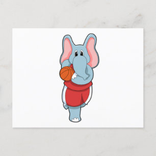 Elefant als Basketballspieler mit Basketball Postkarte