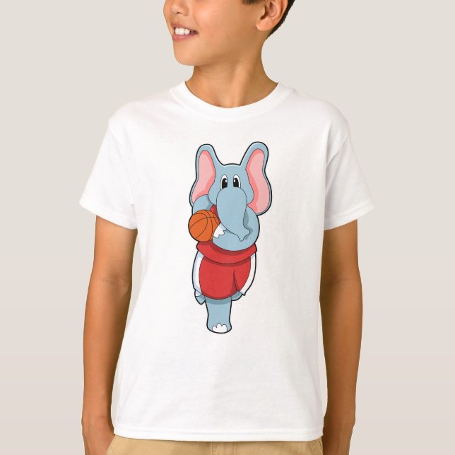Elefant als Basketballspieler mit Basketball T-Shirt (Vorderseite)