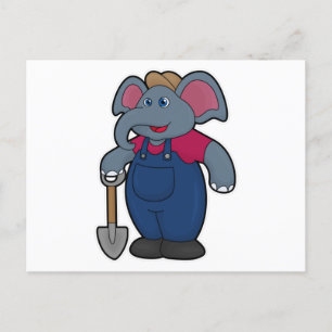Elefant als Bauer mit Schaufel Postkarte