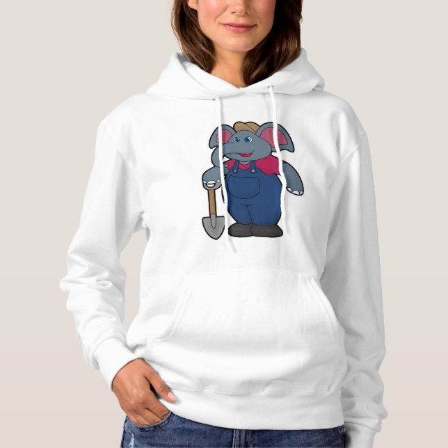 Elefant als Bauer mit Shovel Hoodie (Vorderseite)