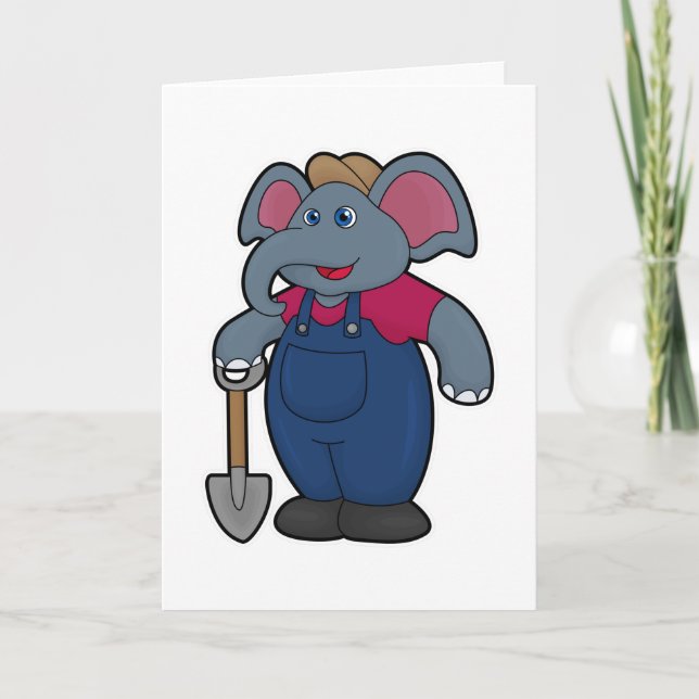 Elefant als Bauer mit Shovel Karte (Vorderseite)