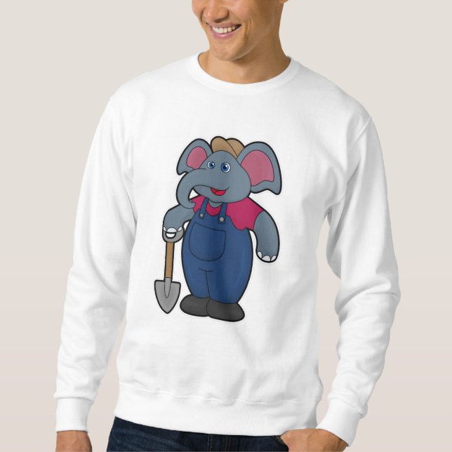 Elefant als Bauer mit Shovel Sweatshirt (Vorderseite)