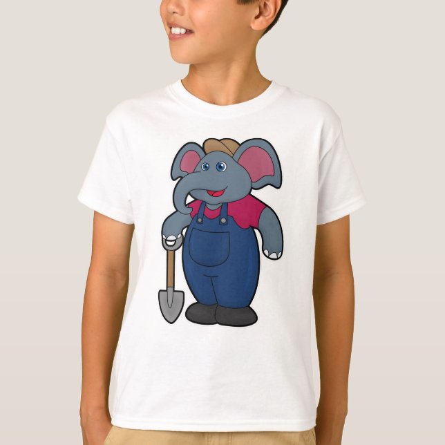 Elefant als Bauer mit Shovel T-Shirt (Vorderseite)