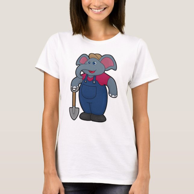 Elefant als Bauer mit Shovel T-Shirt (Vorderseite)