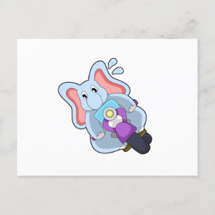 Elefant als Biker mit Motorrad.PNG Postkarte