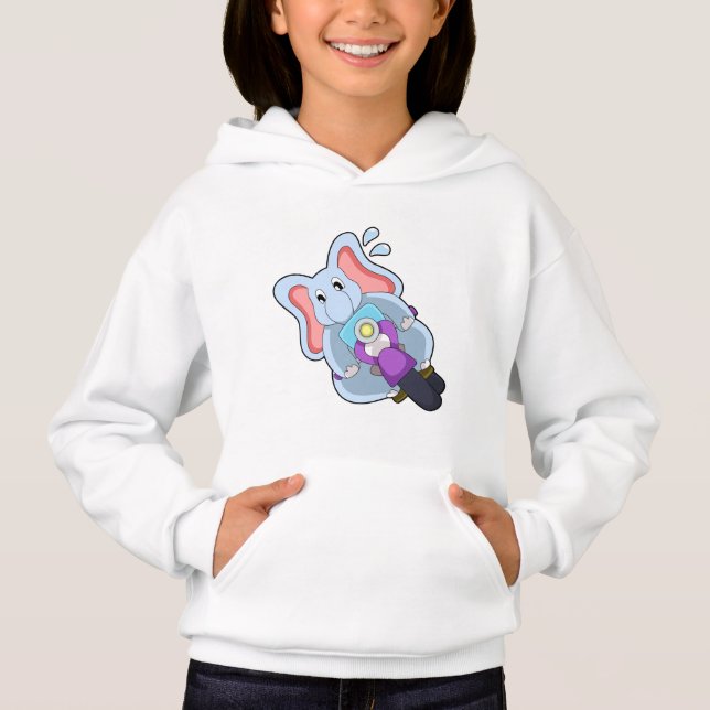 Elefant als Fahrrad mit Motorrad.PNG Hoodie (Vorderseite)