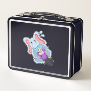 Elefant als Fahrrad mit Motorrad.PNG Metall Brotdose