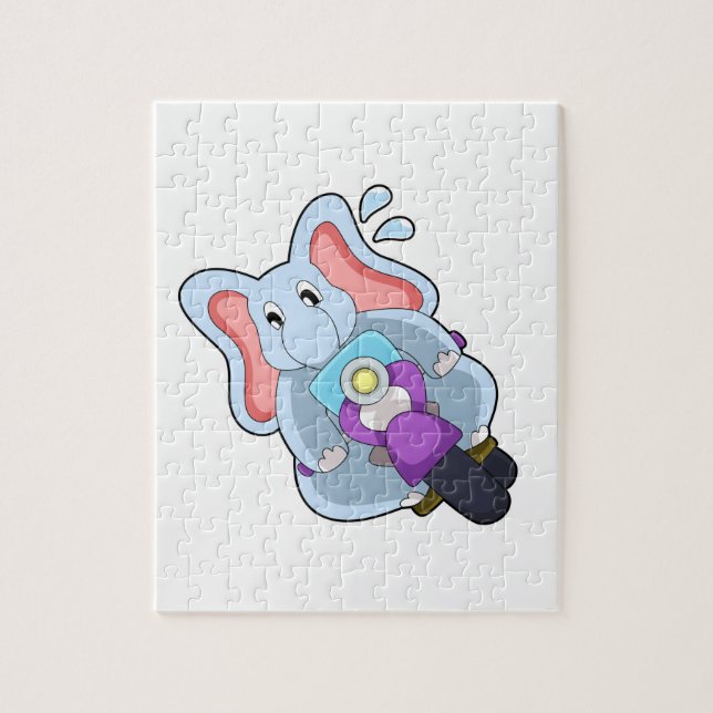 Elefant als Fahrrad mit Motorrad.PNG Puzzle (Vertikal)