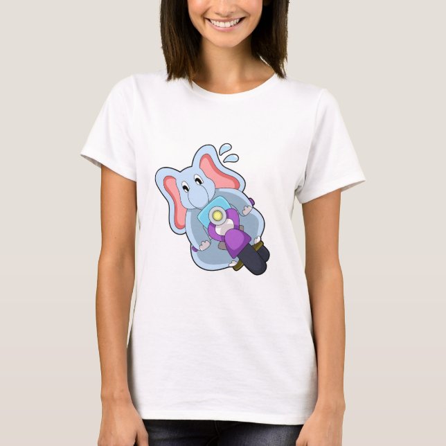 Elefant als Fahrrad mit Motorrad.PNG T-Shirt (Vorderseite)