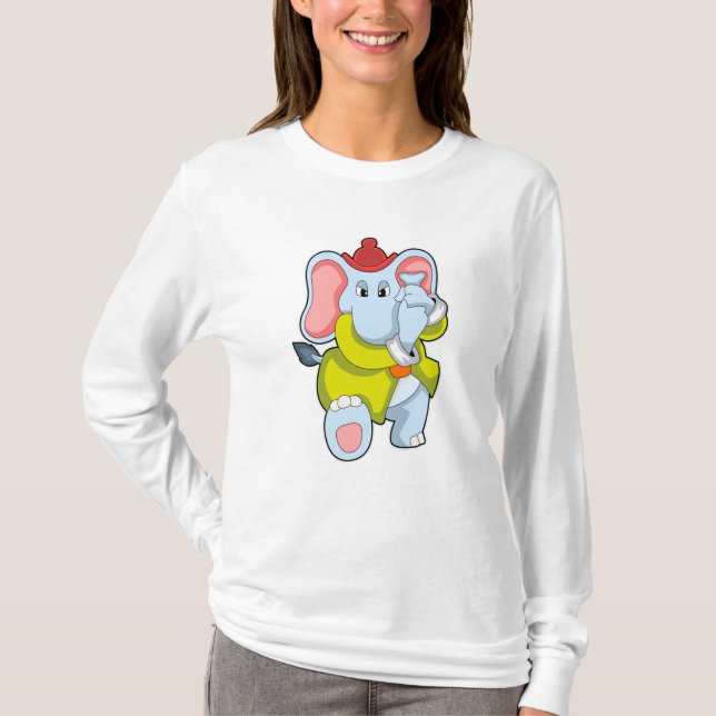 Elefant als Feuerwehrmann mit Proboscis T-Shirt (Vorderseite)