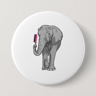 Elefant als Friseur mit Kamm Button