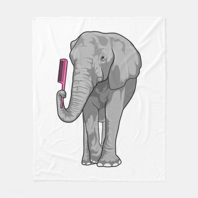 Elefant als Friseur mit Kamm Fleecedecke (Vorderseite)