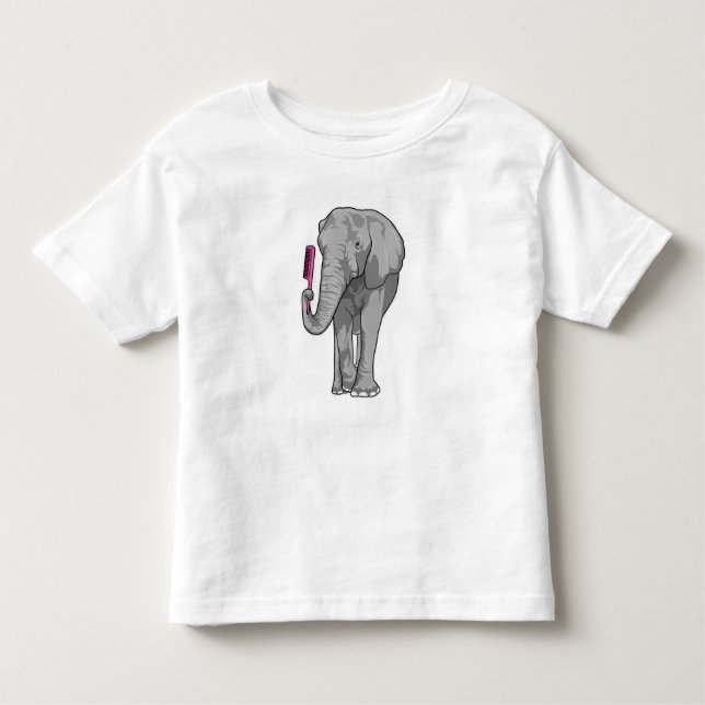Elefant als Friseur mit Kamm Kleinkind T-shirt (Vorderseite)