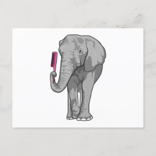Elefant als Friseur mit Kamm Postkarte