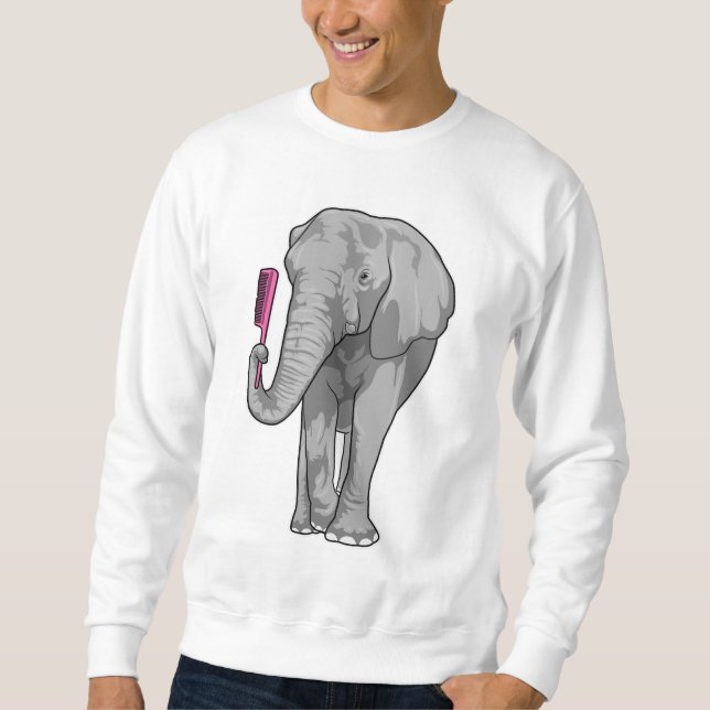 Elefant als Friseur mit Kamm Sweatshirt (Vorderseite)