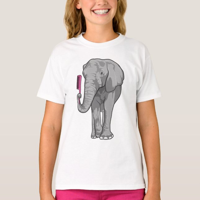 Elefant als Friseur mit Kamm T-Shirt (Vorderseite)