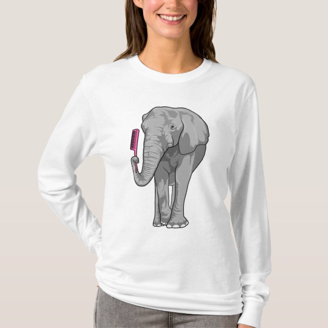 Elefant als Friseur mit Kamm T-Shirt (Vorderseite)