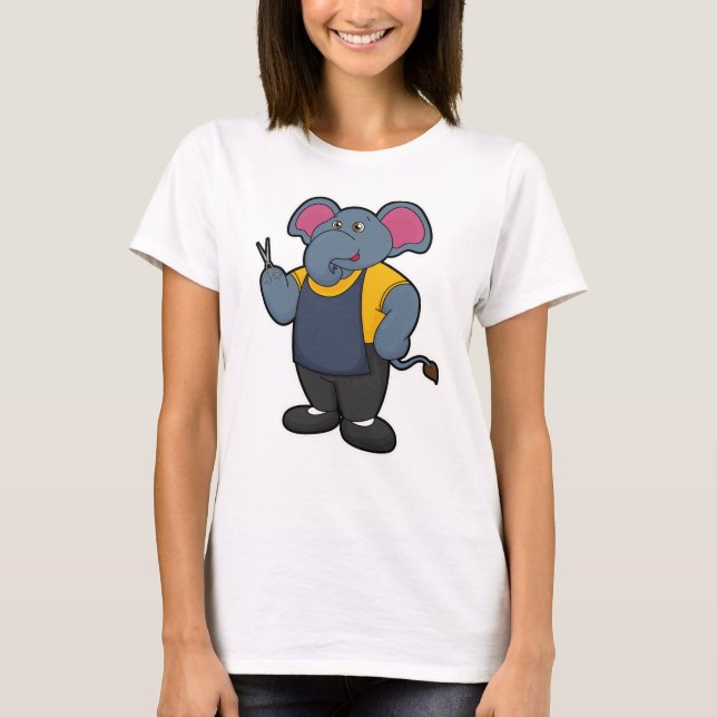 Elefant als Friseur mit Schere T-Shirt (Vorderseite)