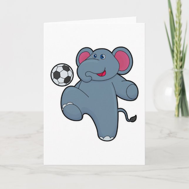 Elefant als Fußballspieler mit Fußball Karte (Vorderseite)