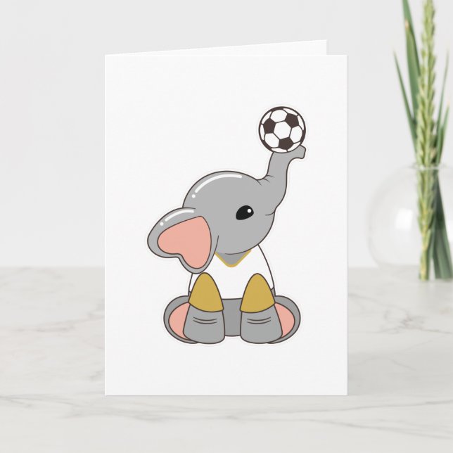 Elefant als Fußballspieler mit Fußball Karte (Vorderseite)