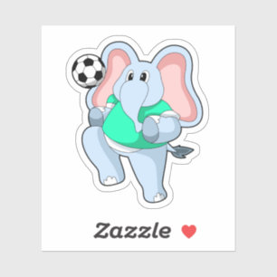 Elefant als Fußballspieler mit Fußball.PNG Aufkleber