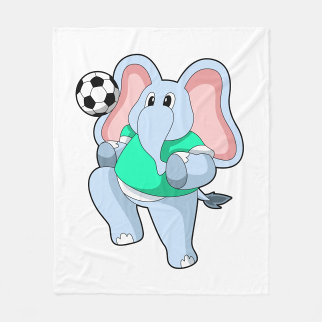 Elefant als Fußballspieler mit Fußball.PNG Fleecedecke (Vorderseite)