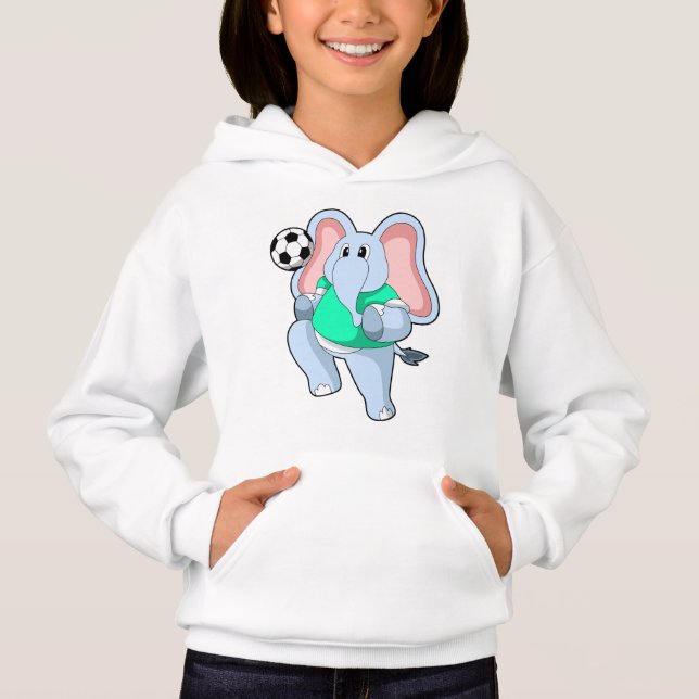 Elefant als Fußballspieler mit Fußball.PNG Hoodie (Vorderseite)