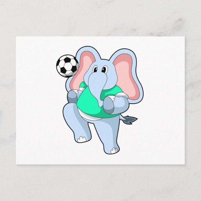Elefant als Fußballspieler mit Fußball.PNG Postkarte (Vorderseite)
