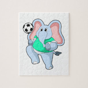 Elefant als Fußballspieler mit Fußball.PNG Puzzle