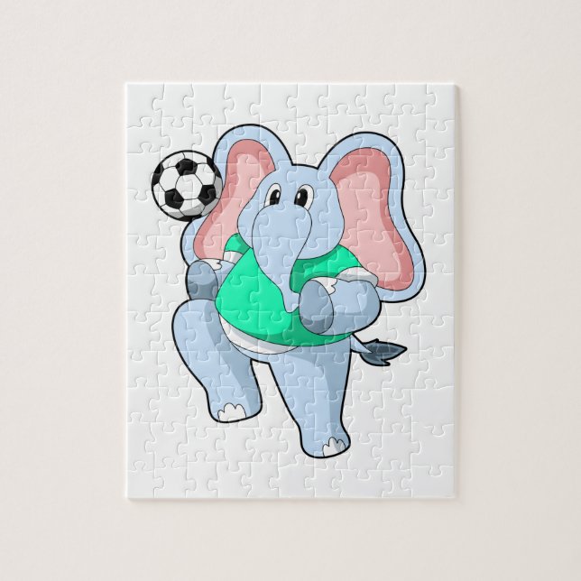 Elefant als Fußballspieler mit Fußball.PNG Puzzle (Vertikal)
