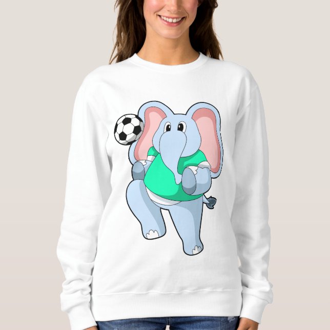 Elefant als Fußballspieler mit Fußball.PNG Sweatshirt (Vorderseite)