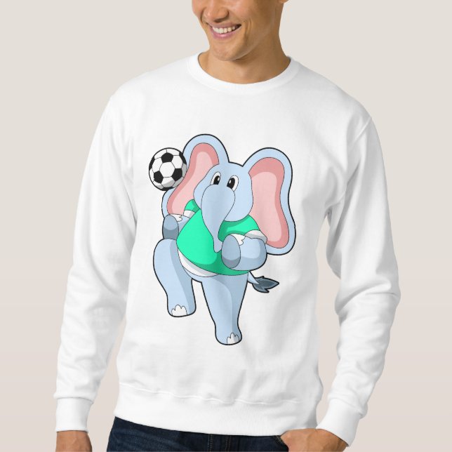 Elefant als Fußballspieler mit Fußball.PNG Sweatshirt (Vorderseite)