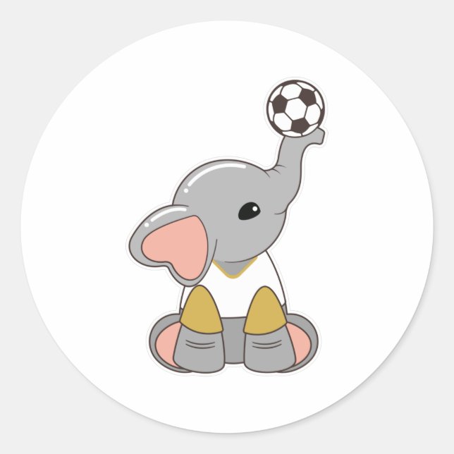 Elefant als Fußballspieler mit Fußball Runder Aufkleber (Vorderseite)