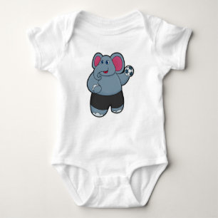 Elefant als Handballspieler mit Handball Baby Strampler