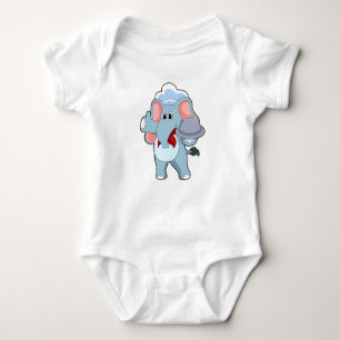 Elefant als Kellner mit Platter Baby Strampler