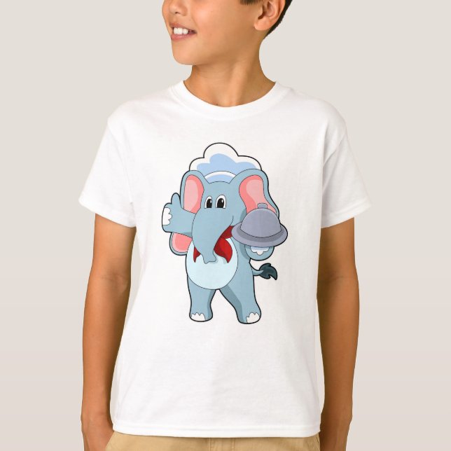 Elefant als Kellner mit Platter T-Shirt (Vorderseite)