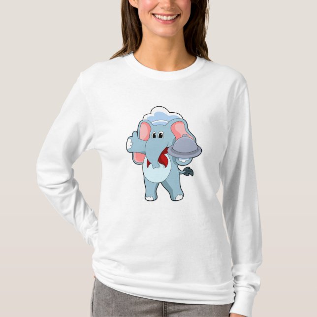 Elefant als Kellner mit Platter T-Shirt (Vorderseite)