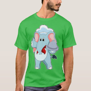 Elefant als Kellner mit Platter T-Shirt